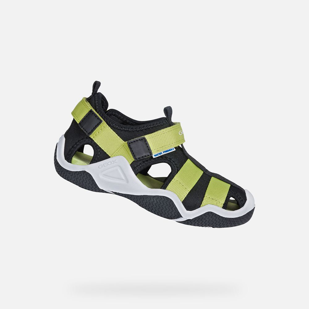 Geox Erkek Çocuk Sandalet Siyah/Yeşil - Wader - PVR-128634